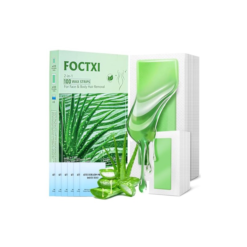 100 PCS Wax Strips Hair Removal Kit for Face &