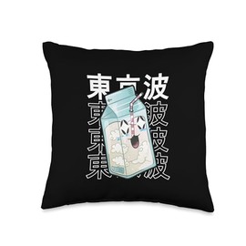 TOKYO WAVES Japanese Milk Carton Kawaii Aesthetic Anime Throw Pillow, 16x16, Multicolor