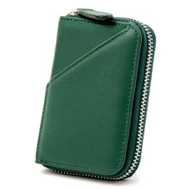STREAM Card Case, Men's, Women's, Genuine Leather, Anti-Skimming, 12 Pockets, safari green
