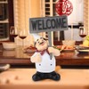 Restaurant Chef Decoration,Miniature Euramerican Resin Cook Statue Welcome Board Table