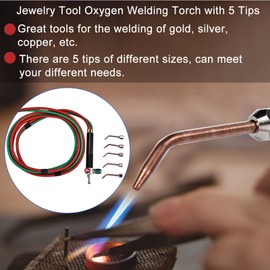 Jewelry Torch Kit, Heat-Resistent with 5 Tips Jewelers Soldering Welding, Jewelry Processing Equipment Oxygen Welding Torch Tool Flame Gun