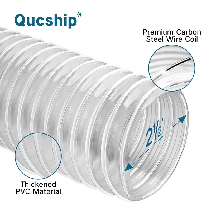 Qucship PVC Dust Collection Hose 2 1/2" x 20' -