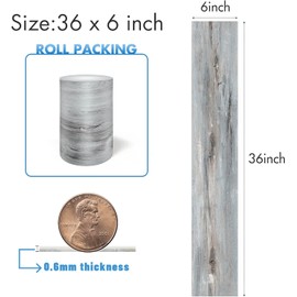 Lareko 54 Sq.Ft,Wood Peel and Stick Floor Tiles,36 Pack Grey Vinyl Flooring (No Adhesive Residue) 36"×6" Waterproof and Non-Slip Laminate Flooring for Renters Bathroom, Living Room (Mediterranean）