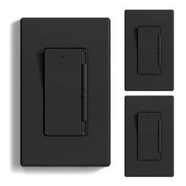 ELEGRP Digital Dimmer Switch for 300W LED/CFL and 600W Incandescent/Halogen Bulbs, Frameless Design, Slide Dimmer Light Switch, Single Pole/3-Way, Wall Plate Included, UL Listed, 3 Pack, Matte Black
