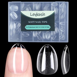 Short Round Oval Nail Tips, 216pcs Acrylic Fake Nails Soft Gel X Nail Tips, Full Cover Pre-Shaped Matte Clear Press on Nails for Extension, Diy at Home Manicure 12 Sizes