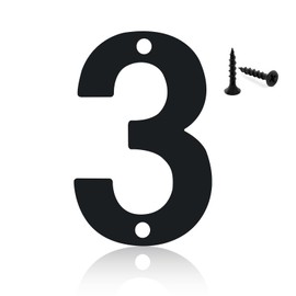 Modern House Numbers for Outside,Mailbox Numbers and Letters,3inch Metal Black Address Numbers,Garden Door Mailbox Decor Number,Custom House Number Sign with Screws (Black-3, 3inch)