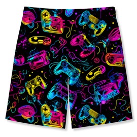 Belovecol Boys Shorts Swimming Trunks Swim Shorts with Game Print and Elasticated Waist, Boys Quick Dry Swimwear, Gifts for Boys Size 11-12