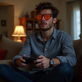 Musivon Blue Light Blocking Gaming Glasses - Anti Glare, UV400 & Sleep Support for Esports | PC/Console/TV Use (Unisex)