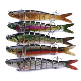 CENPEK 5Pcs Fishing Lures,Multi Jointed Pike Lure,Freshwater Saltwater Sea Fishing Lures Slow Sinking with 8 Segments Simulation Design