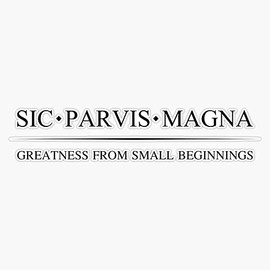 Sic Parvis Magna w/translation - Black Bumper Sticker Vinyl Decal 5 inches