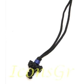 Greek Knotted Cross Pendant Necklace with Blue Bead from Mt. Athos (35-05)