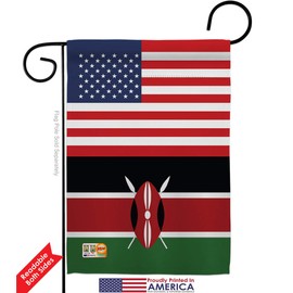Nationality Kenya US Friendship Garden Flag Set with Stand Regional Nation International World Country Particular Area Small Decorative Gift Yard House Banner Double-Sided Made in USA 13 X 18.5