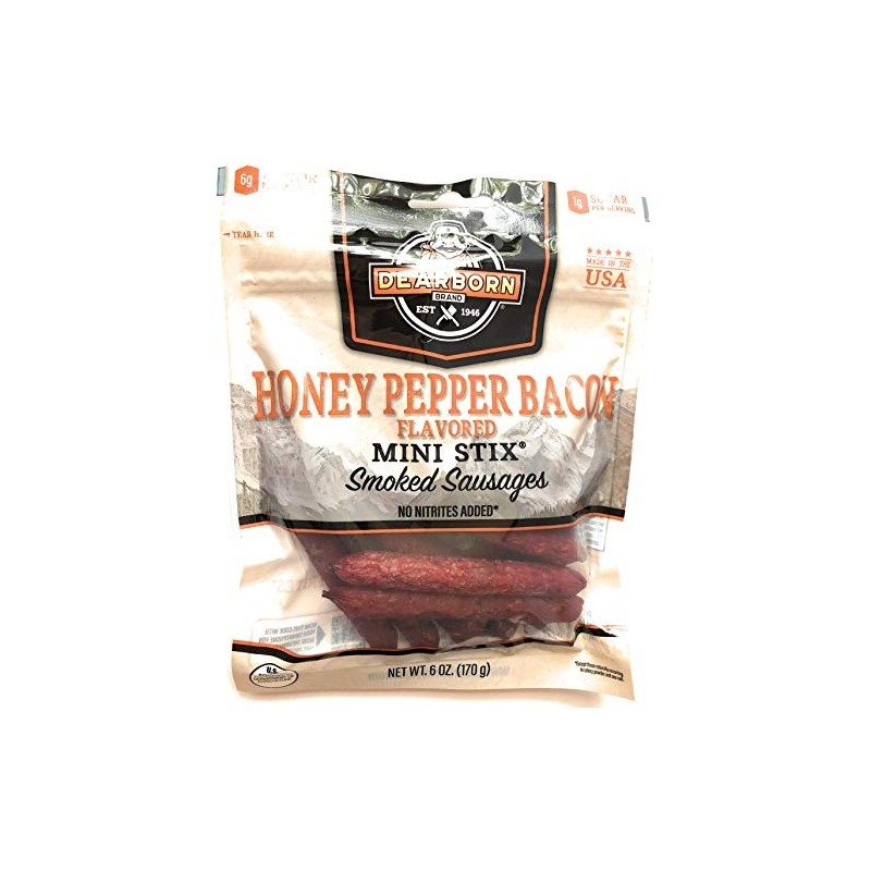 Dearborn Brand Smoked Pork Sausage Mini Stix Snack Sticks, 6