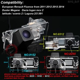 Dynavsal Car Rear View Camera HD Support Rear Camera for Dacia Lodgy / Fluence / Duster Megane / Latitude / Scenic 2 / Laguna 2 / 3 X91 / Captur / Clio 4 (No. 1 with Super Pro HD Camera)