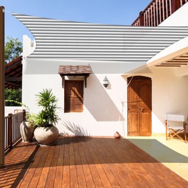 Coarbor 14' x 23' Sun Shade Sail Rectangle Canopy Sunshine Block Heavy Duty Shade Sails for Outdoor Patio Carport Backyard Garden Deck (Grey White Stripe)