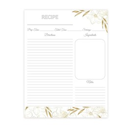 Lubudingjoy Premium Recipe Paper for 8.5" x 11" Recipe Binders, Brilliant Design Letter-Size Recipe Card Sheets 30 Count, Full Size Recipe Refill Pages for Recipe Book(Black Floral)