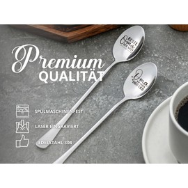 Mother's Day Gift for Grandma, Gifts for Grandma, Grandma Gifts for Birthday, 2 Pieces Ice Cream Spoons with Engraving, Stainless Steel Design - Beste Oma der Welt, Oma wir haben Dich lieb