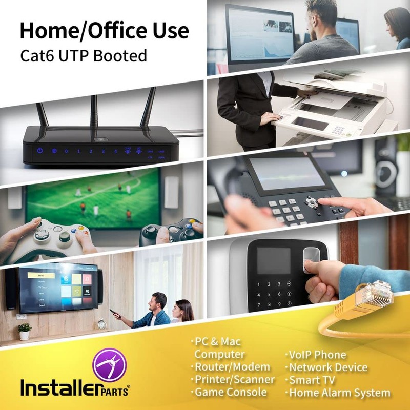 InstallerParts CAT6 Cable UTP Booted - Yellow, 8 FT, 10