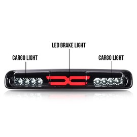 DOTCOM LED 3rd Brake Light,Compatible with 1999-2007 Chevy Silverado/GMC Sierra 1500 2500 3500 & HD,Third Rear Stop Light Cargo Lamp,Smoky Lens Black Housing Type X