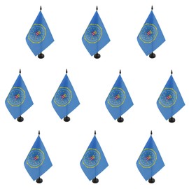 AZ FLAG - Set of 10 United States FBI Table Flag 5'' x 8'' - 10 Small US Federal Bureau of Investigation Office Flags 100% Polyester 21 x 14 cm - Mini Desk Flag with 10'' Pole and Black Plastic Base