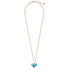 Kendra Scott Women’s Poppy Heart Pendant Necklace, 30 inches, 14k Gold-Plated, Tourquise