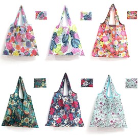 [6 Piezas]Bolsas Plegables Reutilizables, Bolsas de Comestibles, Bolsa De Compra Ecológico, Alta Capacidad, Bolsas de Supermercado para Frutas,Verduras y Despensa Paquete de Compra