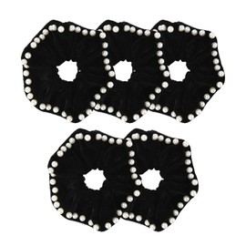 Ondder Black Vlevet Hair Scrunchies for Women Pearl Scrunhies for Women's Hair Big Scrunchies for Hair Non Slip Cute Hair Ties Black Scrunchie Elastic Hair Bands Ponytail Holders for Women Girls
