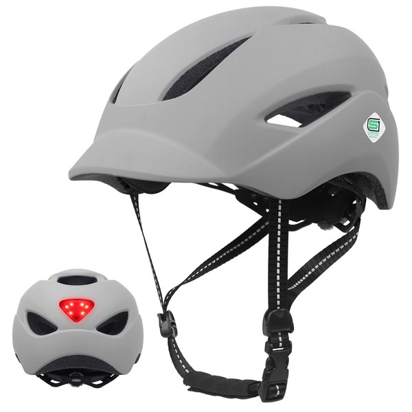 Issufel Bicycle Helmet for Adults, Asian Fit, LED Light, SG