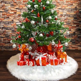 NTMY Christmas Tree Skirts, 36 Inch Faux Fur White Tree Skirts