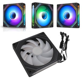 140mm ARGB PWM Chassis Fan, DIY Colorful Speed Adjustable Case Fans, Anti-Vibration Pads, 5V 3-PIN Connector Quiet Cooling Fan for CPU Cooler, Radiator, PC Chassis (Regular Black)