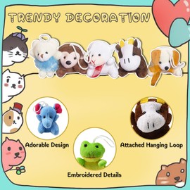 CAMIRUS 24Pack Mini Animal Plush Toy Set, Cute Assortment Keychain Toys, Small Stuffed Animal Set Gifts for Kids, Christmas Stocking Stuffer, Easter Egg Filler, Valentine Classroom Prize