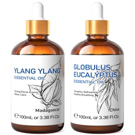 HIQILI Eucalyptus Essential Oil and Ylang Ylang Essential Oil, 100% Pure Natural for Diffuser - 3.38 Fl Oz