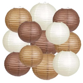 prxififeq Brown,Cream,Tan Paper Lanterns 12 Pack, Hanging Round Paper Lanterns Decorative for Graduation Baby Shower Wedding Birthday Family Parties ﻿