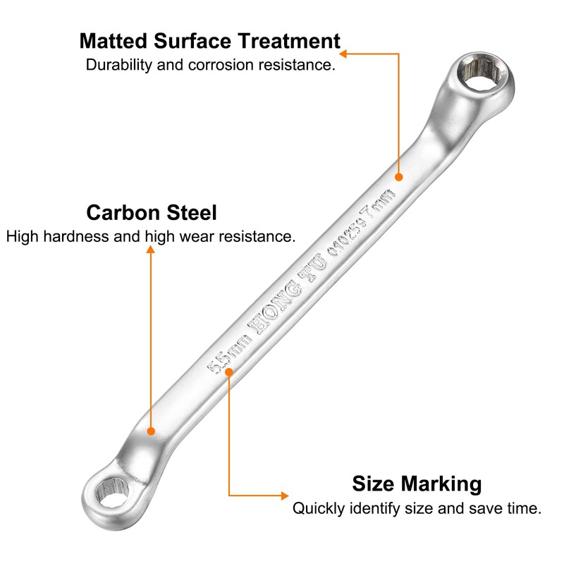 sourcing map Offset Extra Long Box End Wrench 5.5 x