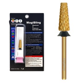 MagiBling Cross Cut Nail Drill Bits, 3/32'' Professional Middle Size Tungsten Carbide Tapered Barrel Bit, Left and Right Hand Use, Manicure Pedicure Cuticle Soft Hard Gel Polish Fast, Extra Coarse.
