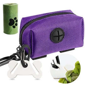Dog Poop Bag Holder for Leash Attachment Dog Poop Bag Dispenser Dog Waste Bag Dispensers Dog Poop Bag Holders Fit Dog Leash Accessory With Hand Free Holder Carriers,Purple