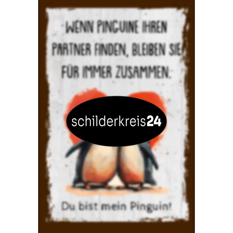 schilderkreis24 - Eternal Penguin Love Wooden Sign - Couples Gift