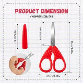 Children’s Blunt‑Tip Safety Scissors with Protective Caps, 4‑Pack (2 Red & 2 Black) Kids Scissors Ergonomic Plastic Handles, Stainless Steel Blades for DIY & School Art