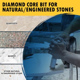 7/8" High Performance Diamond Core Bit for Natural/Engineered Stones, 2.4" Drilling Depth, Vacuum-Brazed Side Protection, 5/8"-11 Threaded Arbor