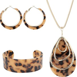 DIAMANTIO Acrylic Jewelry Set for Women Statement Boho Resin Earrings Necklace Bracelet