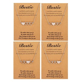 Sister Necklace for 2/3/4/5 Best Friend Friendship Heart Matching Necklaces Sister Gifts from Sister Soul Sister Gifts for Women Girls Birthday Christmas Gifts (4pcs)