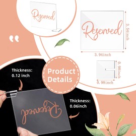 Bucherry 6 Pcs Rose Gold Reserved Table Signs for Wedding Acrylic Reserved Seating Signs Clear Acrylic Stands with Cursive Letters for Chairs Wedding Party Meeting Restaurant Ceremony Office