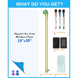 Magnetic White Board Contact Paper - 18" X 39" Magnetic Dry Erase Whiteboard Paper for Wall, Self-Adhesive Magnetic Wallpaper for Kids Playroom Classroom Office Home