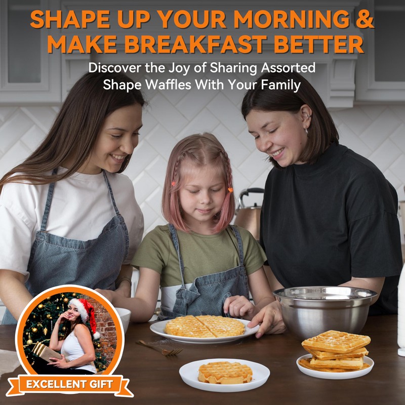 Baker's Friend Multi Shapes Waffle Iron, A Combo of Mini