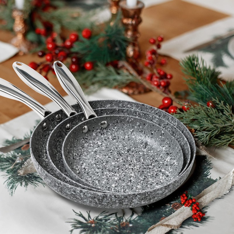 MICHELANGELO Frying Pans Set with 100% APEO & PFOA-Free Stone