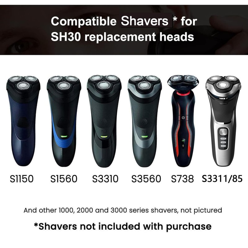 SH30 Replacement Heads Compatible with Shaver Series 3000, 2000, 1000