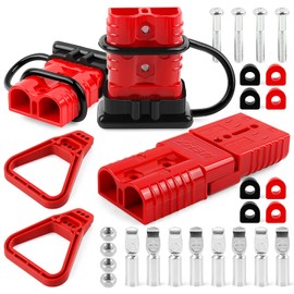 Zhushan 4PCS 1/0 AWG 175A Battery Quick Connect/Disconnect Plugs (Red), 12–36V Heavy Duty Connectors for Car, RV, Winch, Solar, Trailer