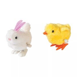 Fun Express Bunny & Chick Wind-Ups, Easter Basket Stuffers, Party Favors -Toys, 12 Pieces