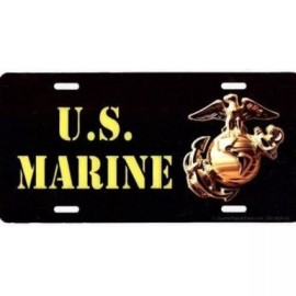 MARINE CORPS USMC MILITARY  EGA BLACK MADE IN USA  CAR  LICENSE PLATE