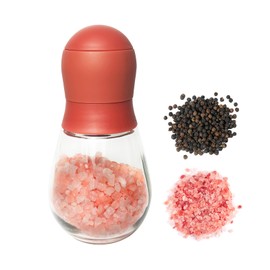 Manual Pepper Grinder or Salt Grinder with Adjustable Coarseness, Portable Refillable Grinders with Durable Ceramic Rotor - Enjoy Fresh Black Pepper, Himalayan or Sea Salts Anytime (Lucky Red)